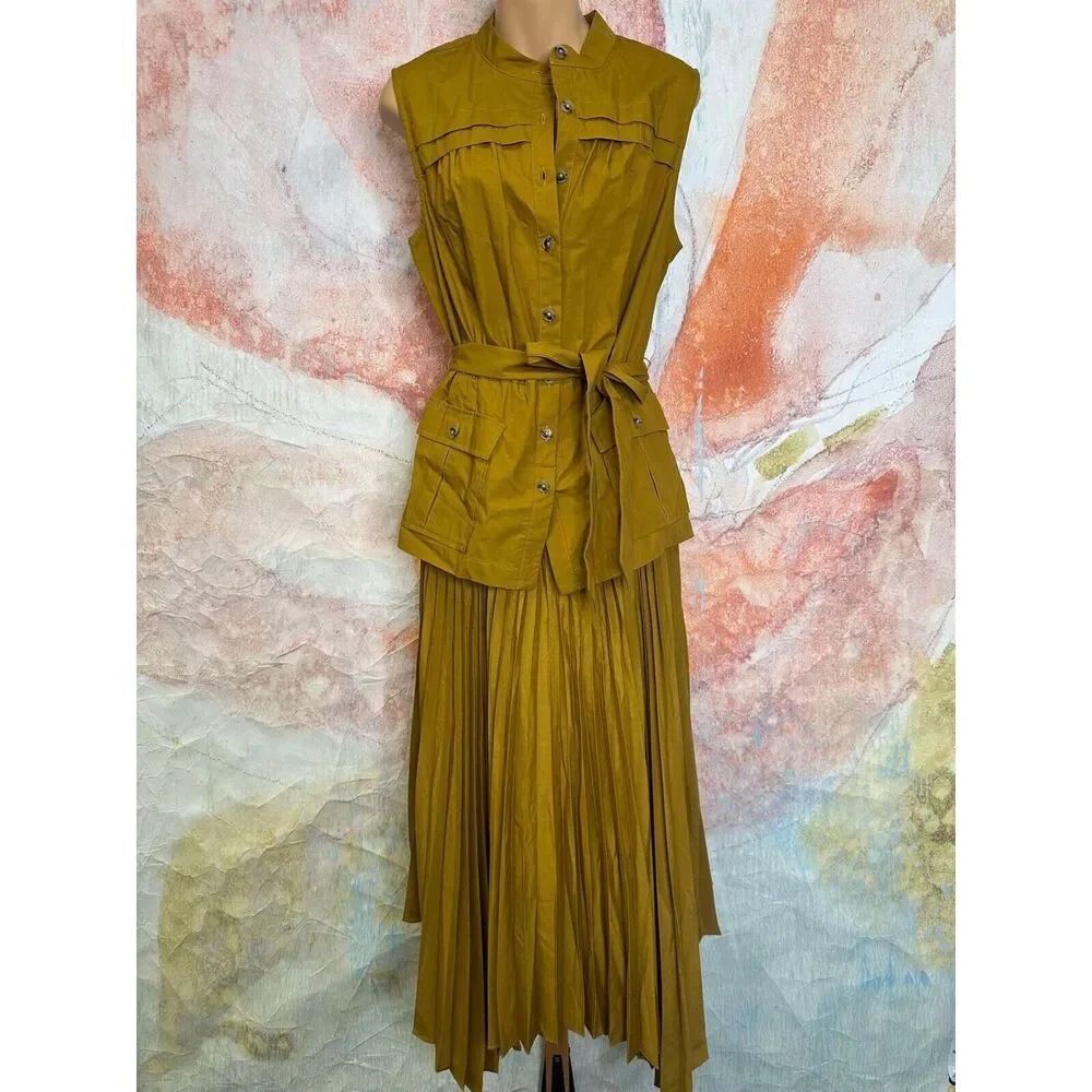 Anthropologie Pleated Sleeveless Midi Dress - Picture 10 of 13